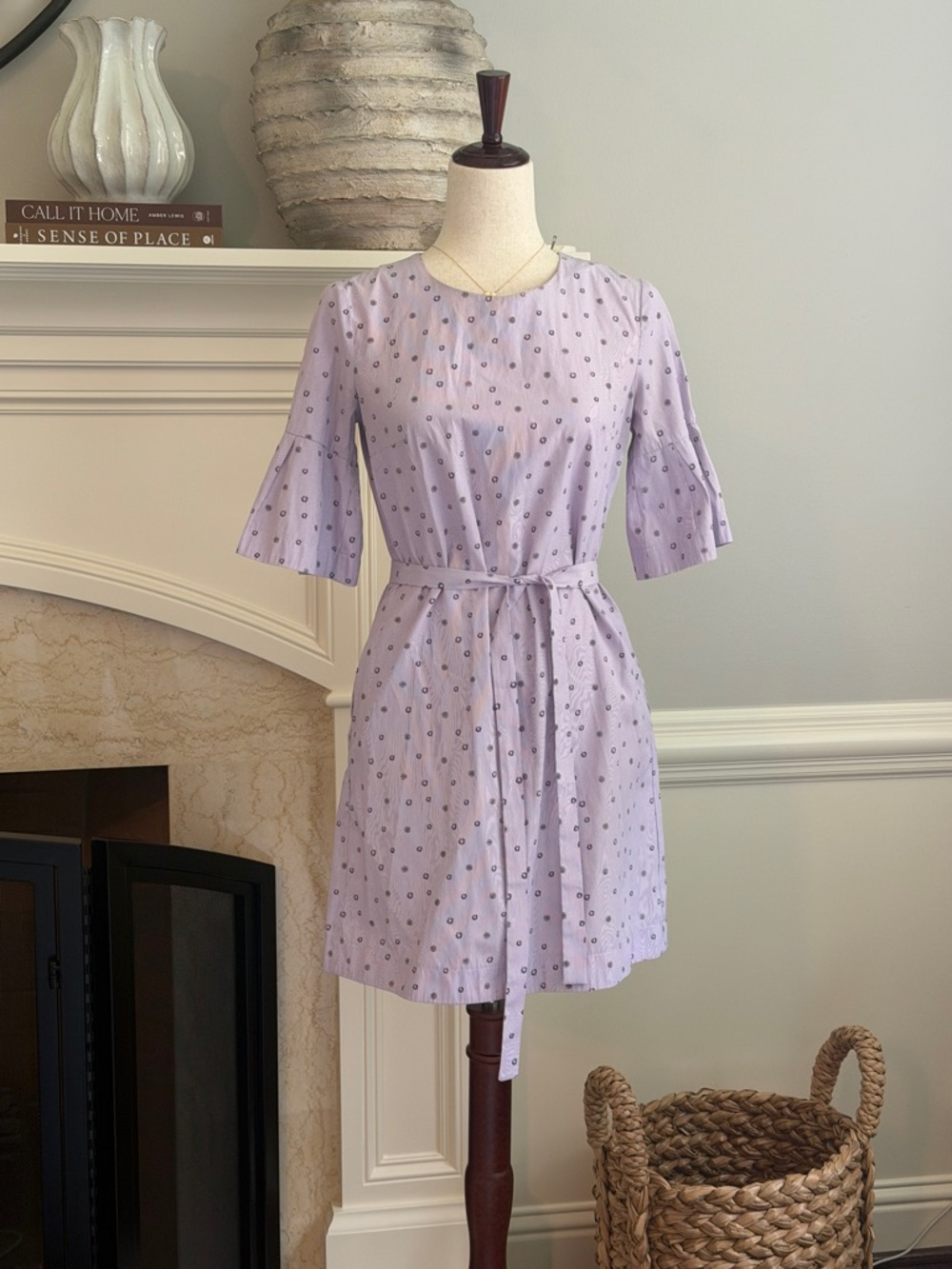 Donna Morgan Floral Belted Flutter 3/4 Sleeve Dress